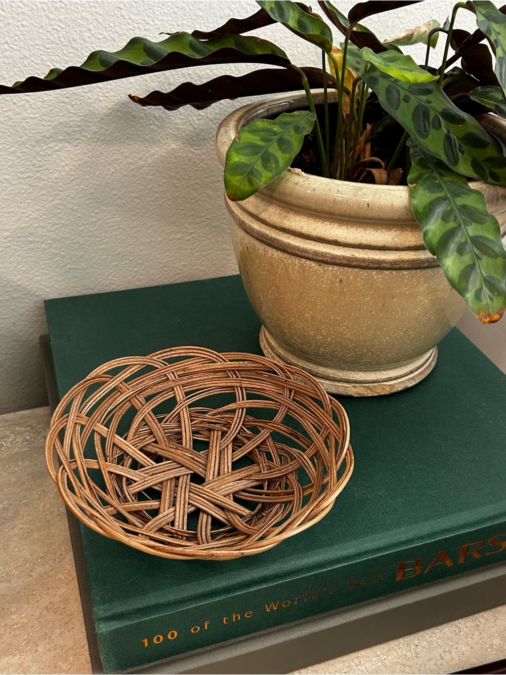 Woven Rattan Decorative Bowl - Natural Brown